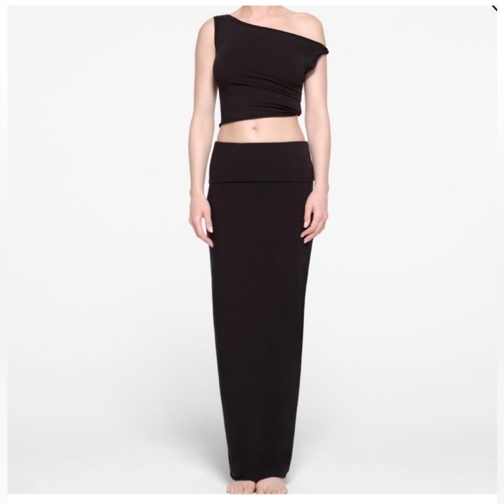 SKIMS Cotton Jersey Foldover Skirt and Crop Top Set